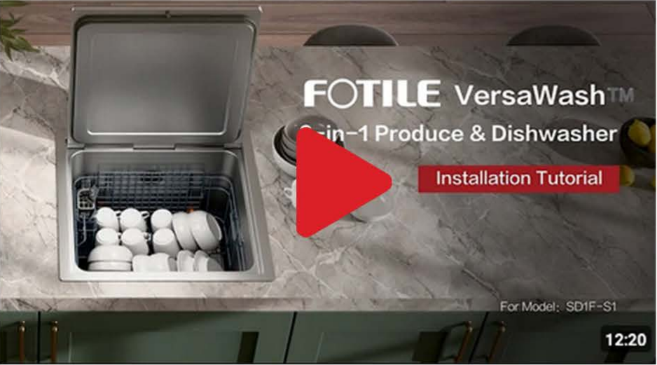 Fotile VersaWash 3-in-1 Produce & Dishwasher installation tutorial video, 12:20